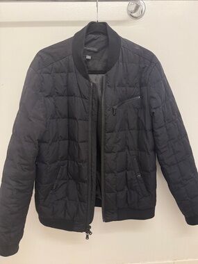 John Varvatos Black Quilted Bomber Jacket